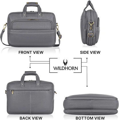 WildHorn Classic Leather 16 inch Laptop Messenger Bag for Men I Office Bags I Travel Bags I Carry Handles with Adjustable Strap 