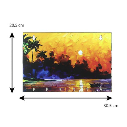 Ecraftindia Naturre View Theme Wooden Key Holder With 6 Hooks