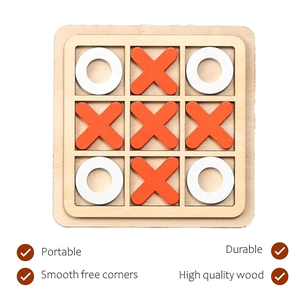 KIDS KINDLY Wooden Tic Tac Toe Game for Kids , 2 Player Puzzle Toy, Return Gifts for Birthdays, Boys and Girls, Age 4+