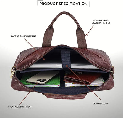 WildHorn Leather Laptop Messenger Bag for Laptop/MacBook up to 15 inch| Padded Laptop Compartment |Office Bag I 365 Days Warranty