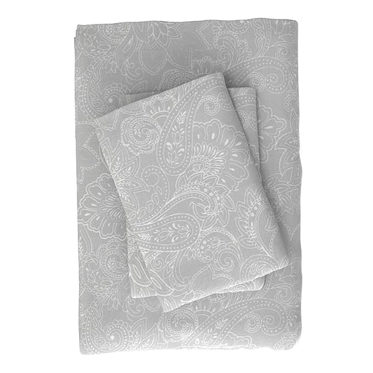 Huesland by Ahmedabad Cotton 186 TC King Size Bedsheet Cotton with 2 Pillow Covers | Grey & White