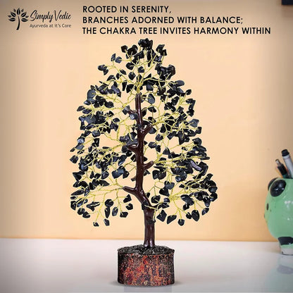 Simply Vedic Chakra Black Agate Crystal Tree