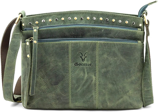 Goatter Hunter Leather 11.5" Crossbody Bag for Women,