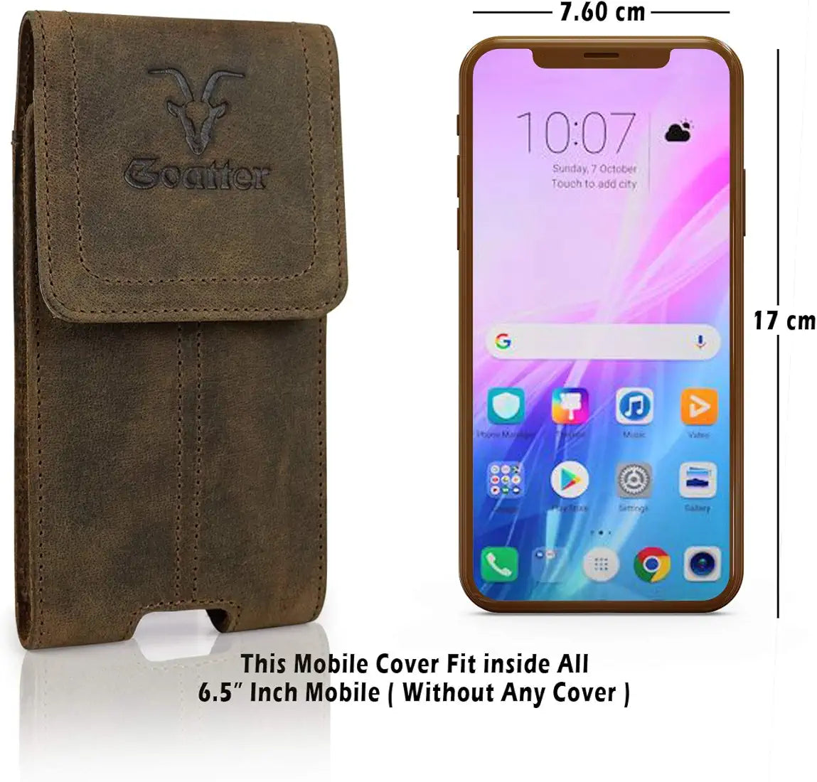 Goatter Unisex Hunter Leather All With 6.5" Inch Backcase For iPhone 12 Pro Mobile Pouch Coffee Color [Got-20-04]