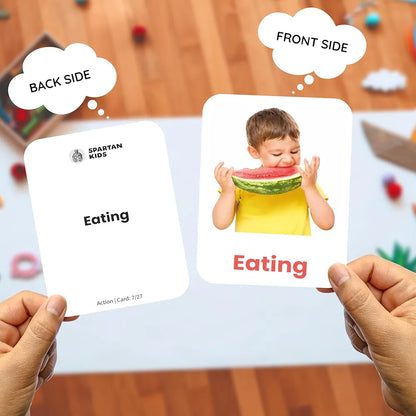 SPARTAN KIDS® Action Flash Cards for Kids | 27 Early Learning Flash Cards Easy & Fun Way of Learning 1 Year to 6 Years Baby