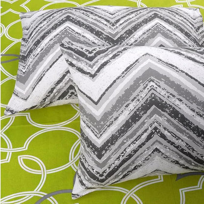 Huesland by Ahmedabad Cotton 144 TC King Size Bedsheet Cotton with 2 Pillow Covers | Green & Grey