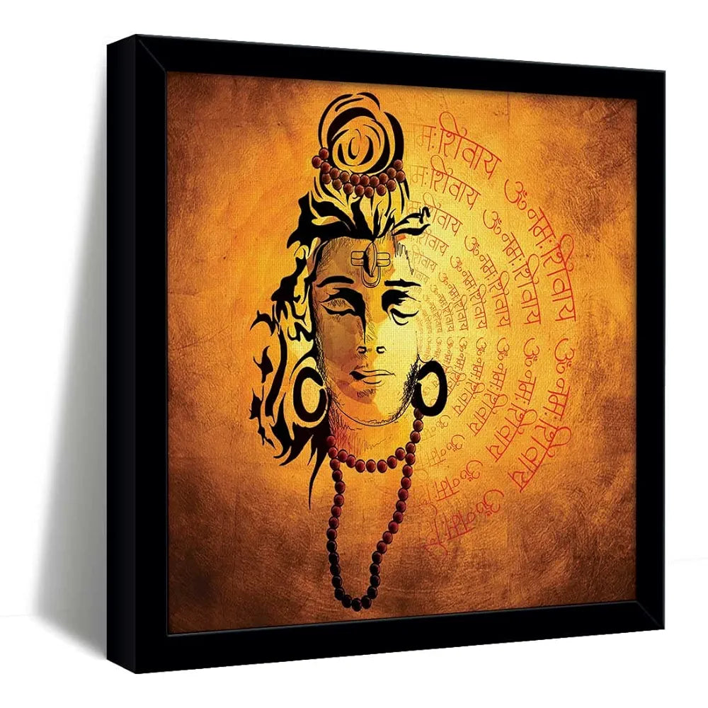 ArtX Shiva Mantra Big Canvas Painting For Living Room With Frame Square