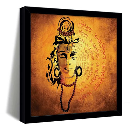 ArtX Shiva Mantra Big Canvas Painting For Living Room With Frame Square