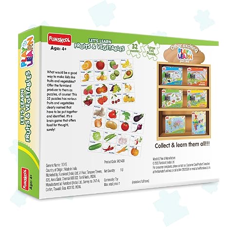 Funskool Play & Learn Fruits & Vegetables,Educational 32 pieces Puzzle