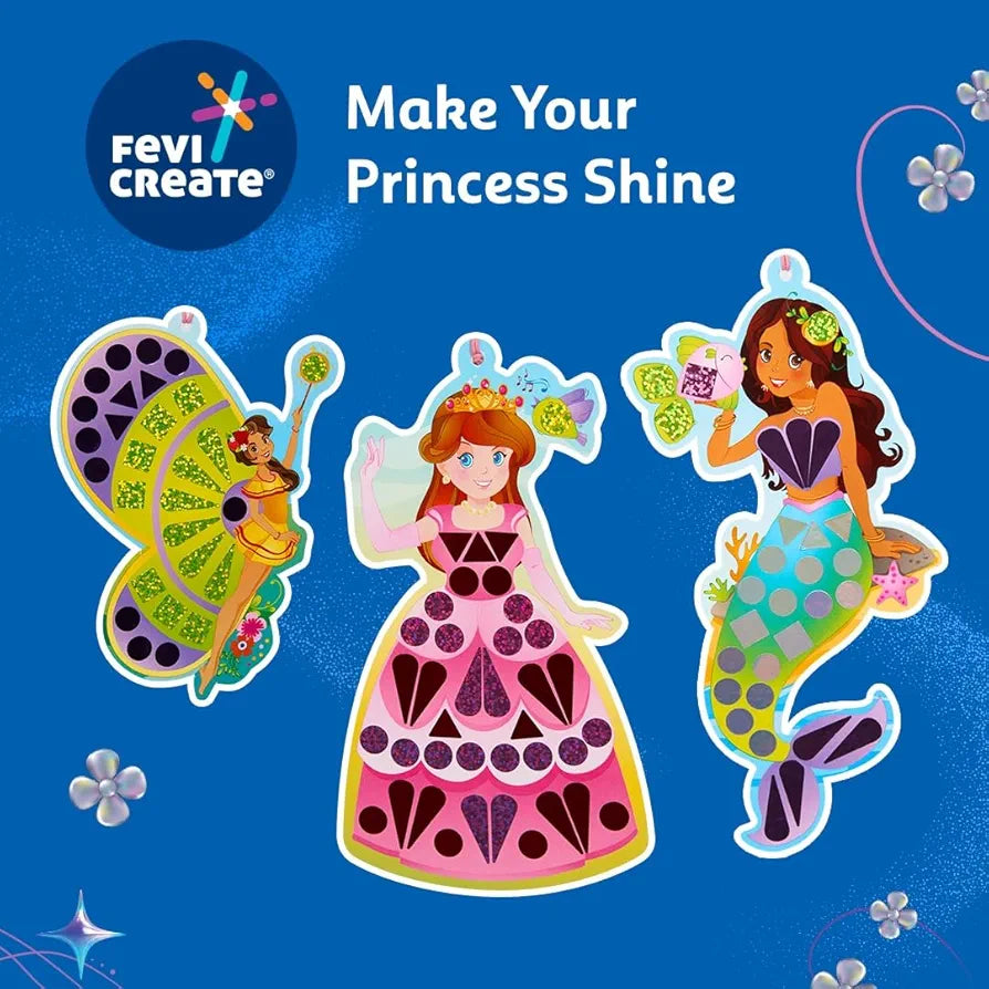Fevicreate Stick-n-Create Mirror Magic Pretty Princess Kit | Sparkly Stickers | Princess Templates | Travel Friendly | Boosts Creativity | Screen-Free Play | Gifting | Ages 3 +