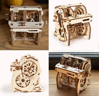Ugears STEM Gearbox Model Kit - Creative Wooden Model Kits for Adults, Teens and Children - DIY Mechanical Science Kit for Self Assembly - Unique Educational and Engineering 3D Puzzles with App