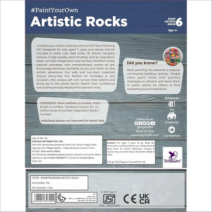 TOYKRAFTT Rock Painting Art N Craft, Stone Rock Painting Kit, Pebbles for Painting Kit for Kids, Gifts for Kids 7+ Years Old - Artistic Rock Painting, Multicolor