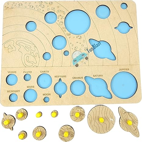 FunBlast Solar System Matching Jigsaw Puzzle for Kids Wooden Learning Puzzle