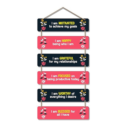 Artvibes Decorative Wall Hanging Wooden Art Decoration Item for Living Room | Quotes Decor Item | Set of 6
