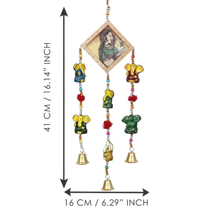 eCraftIndia Handcrafted Decorative Lord Ganesha Wall/Door/Window Hanging Bell STRGAN502