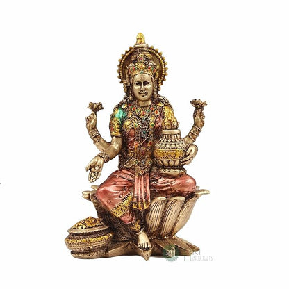 Indicast 7" Inch Cold Cast Resin Laxmi and Ganesh Showpiece Antique Home Decor and Gifting