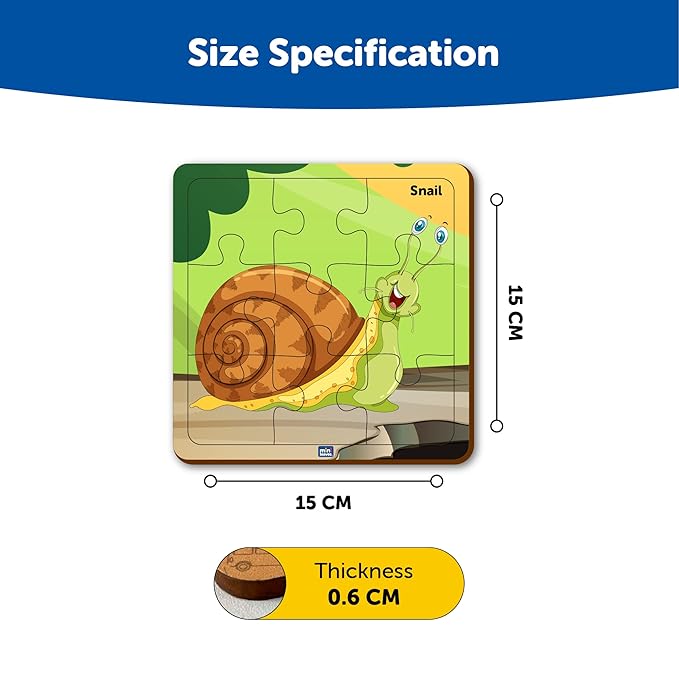 Mini Leaves Insects Themed 4-in-a-box Wooden Puzzles With 4, 6, 9, and 12 Pieces | Difficulty Level Grows With Kids