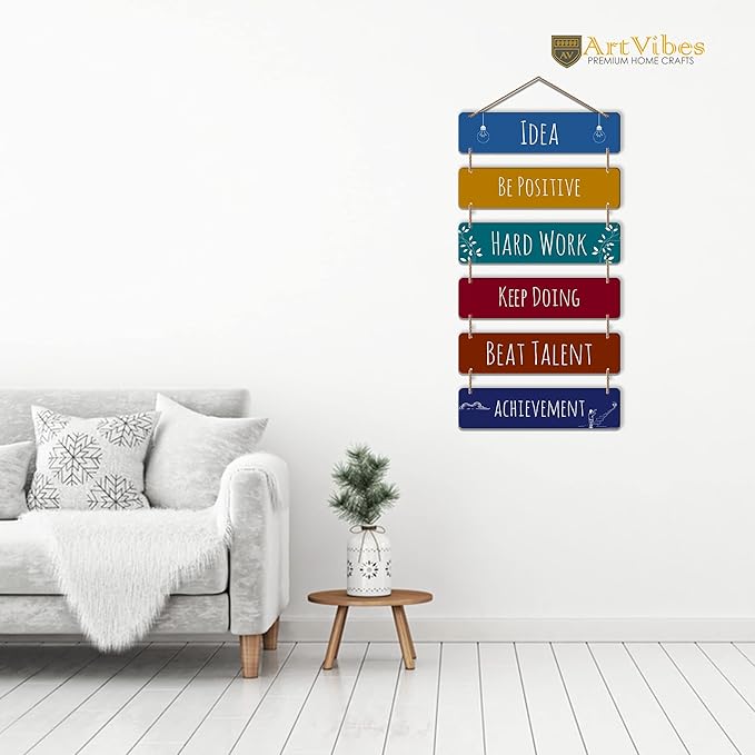 Artvibes Designer Wall Hanging Wooden Art Decoration Item for Living Room | Set of 6