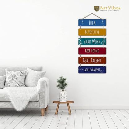 Artvibes Designer Wall Hanging Wooden Art Decoration Item for Living Room | Set of 6