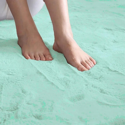 Luxe Home International Rectangular Carpet Super Soft Anti Skid Rabbit Fur  Bathroom Mats Colour Lime