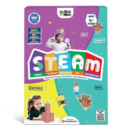 GiniMini STEAM Kit - 15+ Concepts, 10+ Activities, 100+ Materials - Science, Technology, Engineering, Art, Math Learning for Kids 4 5 6 Years