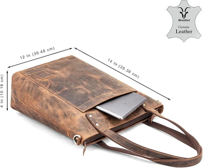 Goatter Genuine Leather Tote Bag For Women, 