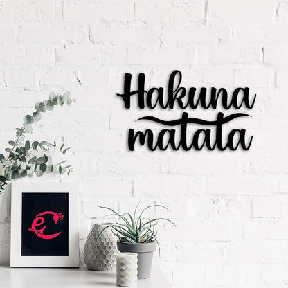 Ecraftindia Hakuna Matata Black Mdf Engineered Wooden Wall Art/ Hanging Cutout for Home Wall Decor