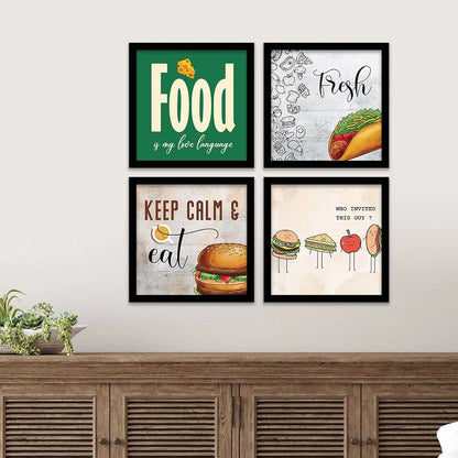 Kotart Paper Photo Frames For Kitchen And Restaurant Food Quotes Set Of 4 Design-21 F