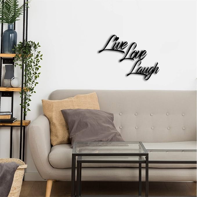 Ecraftindia "Live Love Laugh Black Engineered Wood Cutout Wall Art Decor | Romantic Wall Hangings