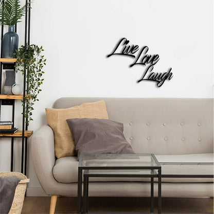 Ecraftindia "Live Love Laugh Black Engineered Wood Cutout Wall Art Decor | Romantic Wall Hangings