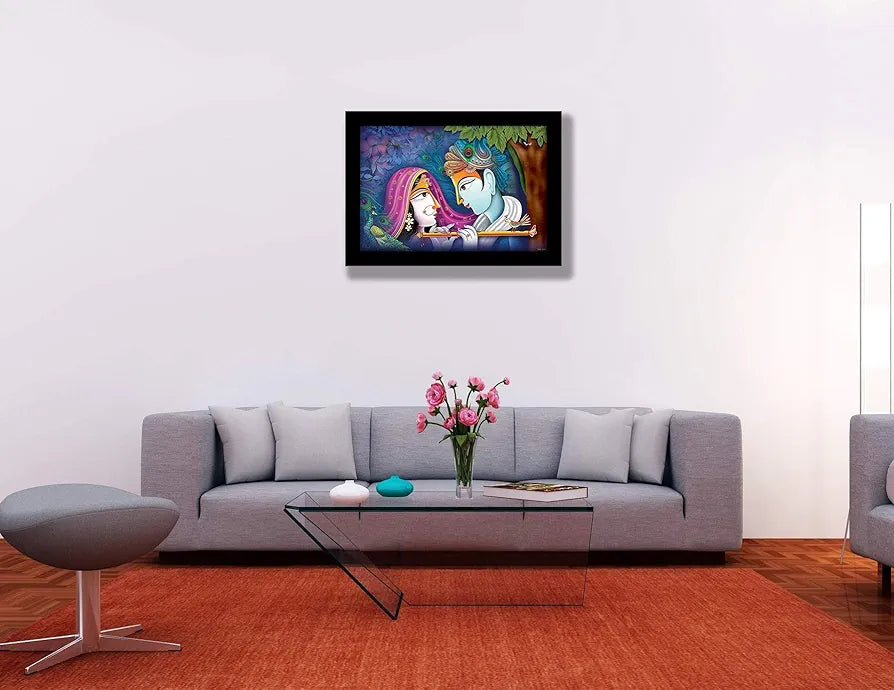 Lifehaxtore Krishna Radha Art Framed painting Abstract Art - Radha Krishna Model 1