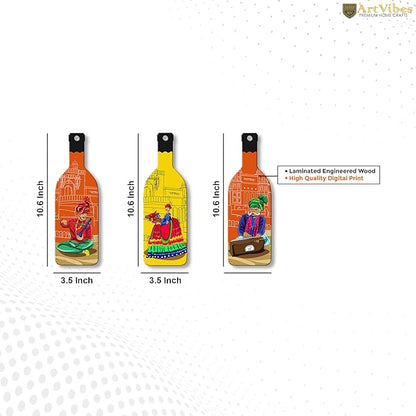 Artvibes Rajashtani Music Culture Wooden Wall Hanging for Home Decor | Set of 3