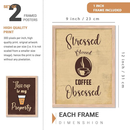 Kotart Tea/Coffee Quotes Posters with Frame for Kitchen Restaurant Cafe - Pack of 2 Design10