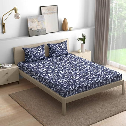 Wakefit Bedsheet For King Size Bedsheet King Size Bed Cotton 2 Pillow Cover Elastic Fitted Sheet Evelyn Multicolor