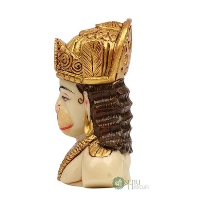 Indicast Resin 4" Inch Lord Hanuman Head Painting Bajrangbali Idol Gift Article Decorative Showpiece Handcrafted Balaji Murti