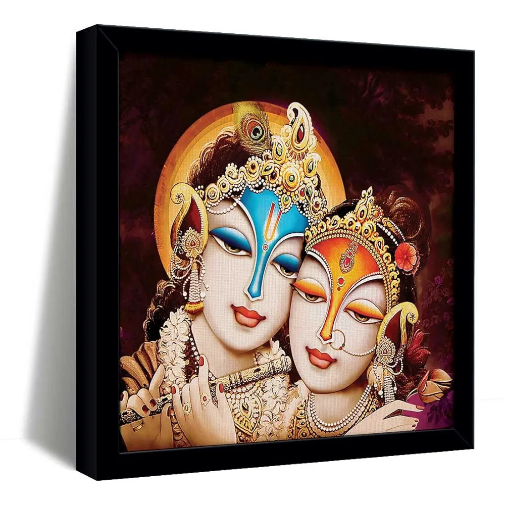 ArtX Radha Krishna Love Big Canvas Painting With Frame Multicolour