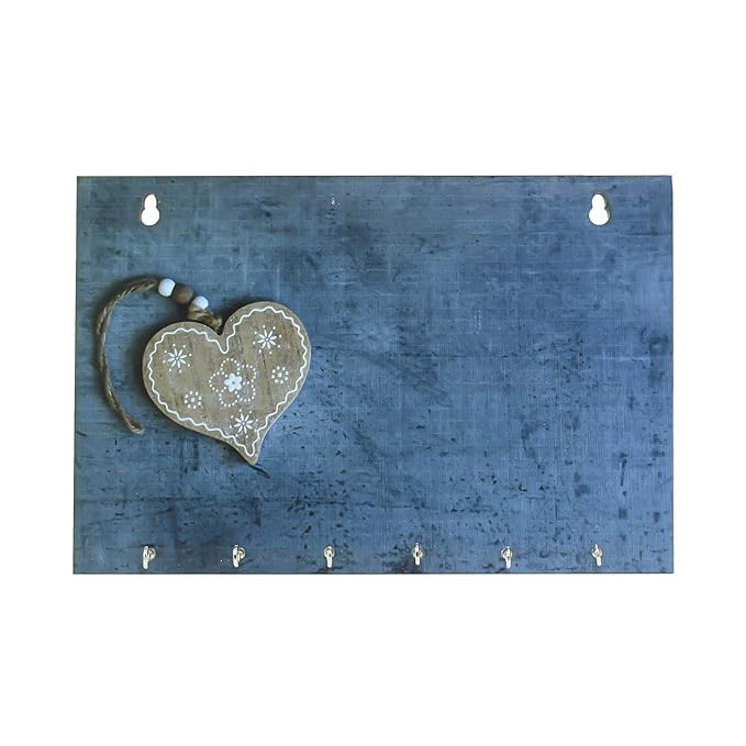 Ecraftindia Heart Theme Wooden Key Holder With 6 Hooks