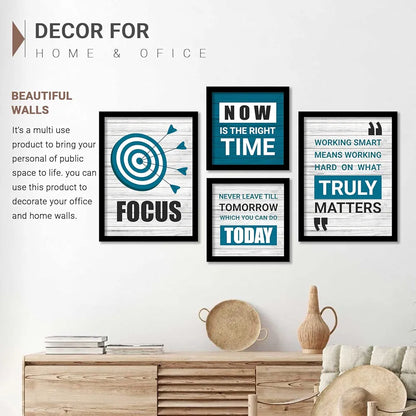 Kotart Wood Focus Motivational Quotes Framed Posters