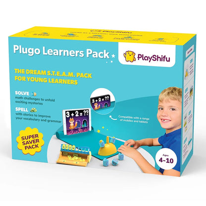 PlayShifu Plugo Learners Pack AR-Powered STEM Toys for Kids - Math Learning Kit and Alphabet Tiles Game Set with 15 Interactive Games and 500+ Fun Learning Levels 