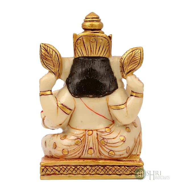 Indicast Resin 5" Inch Lord Ganesha Fine Painting Hindu God Ganesh Ganpati Idol Figurine