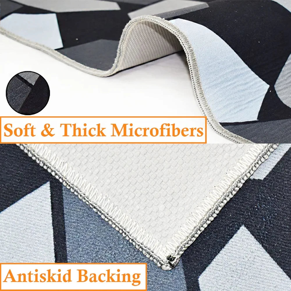 Ishro Home 3d Printed Bedside Runner Carpet Anti Skid For Home Kitchen Colour Black Crystal