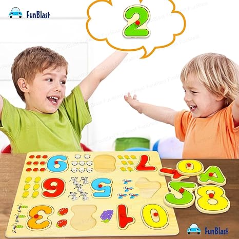 FunBlast Wooden Colorful Learning Educational Board for Kids with Knobs Wooden Board