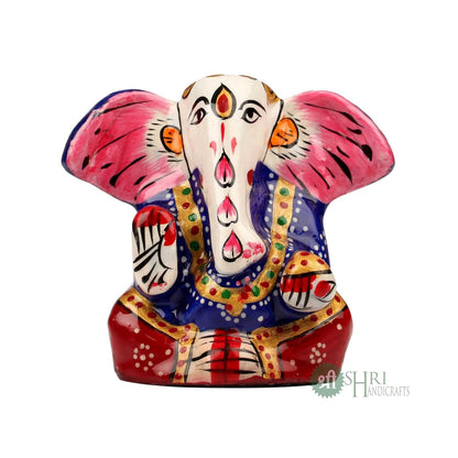Shri Handicrafts Blessing Lord Ganesha With Metal Meenakari Painting Car Dashboard Idol Small Ganpati Statue for Puja Temple Office Gifts