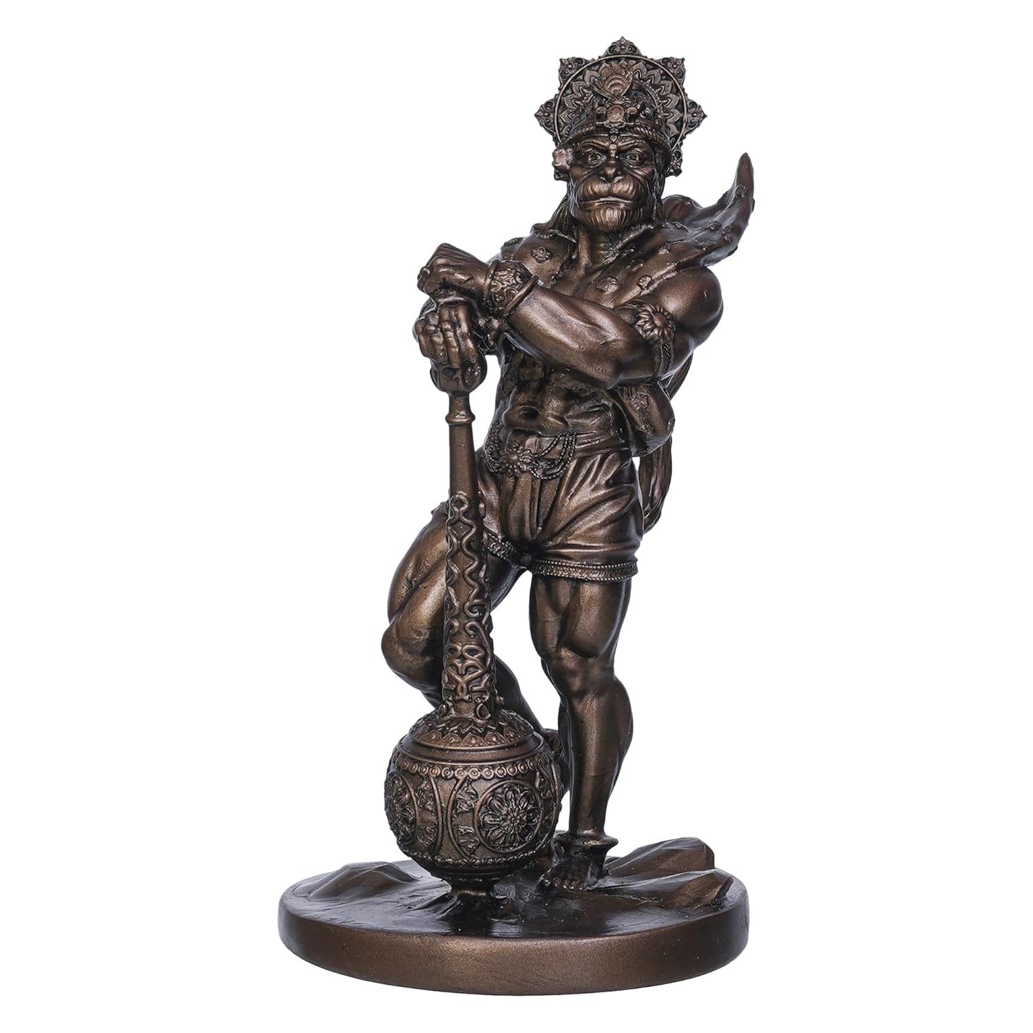 Ecraftindia Golden Polyresin Handcrafted Standing Lord Hanuman Statue With Gada/ Mace | Ideal for Hanuman Jayanti