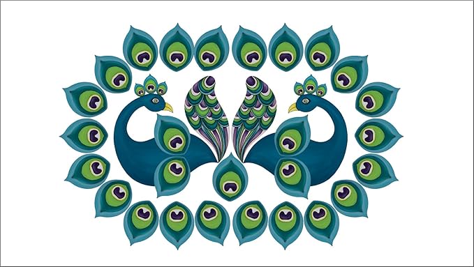 Hobby India Peacock Feather Rangoli Kit for Kids & Adults | Diy Art & Craft Kit for Home Decor | Festive Decorations