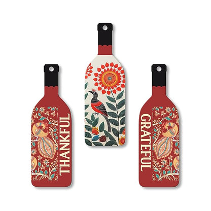 Artvibes Thankful Grateful Wooden Wall Hanging for Home Decor | Set of 3