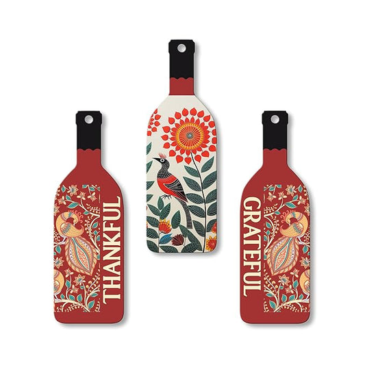 Artvibes Thankful Grateful Wooden Wall Hanging for Home Decor | Set of 3
