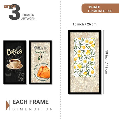 Kotart Quotes Posters with Frame for Restaurant Wall Decoration Coffee Set of 3