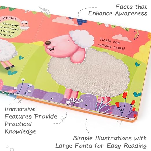Firstcry Intelliskills Premium Touch & Feel Farm Friends Learning Board Book for Kids | Pre-school Learning & Educational Book for Boys