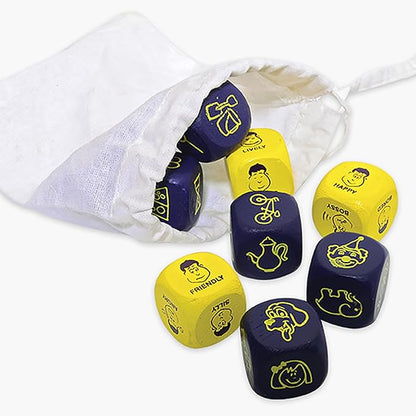 Chalk and Chuckles Rolling Tales, Story Telling Wooden Dice Cubes | Learning and Education Game